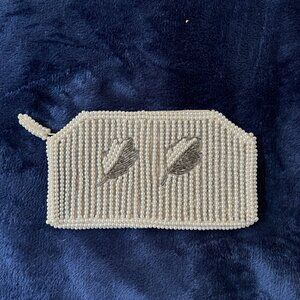 Vintage faux Pearl Seed Bead Evening Clutch Purse